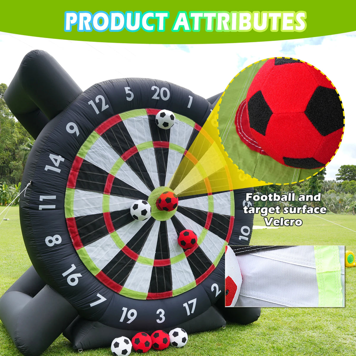 Large Inflatable Football Target for Courtyard Outdoor Football Dartboard Indoor Training Kick Goal with Fan And Ball Included