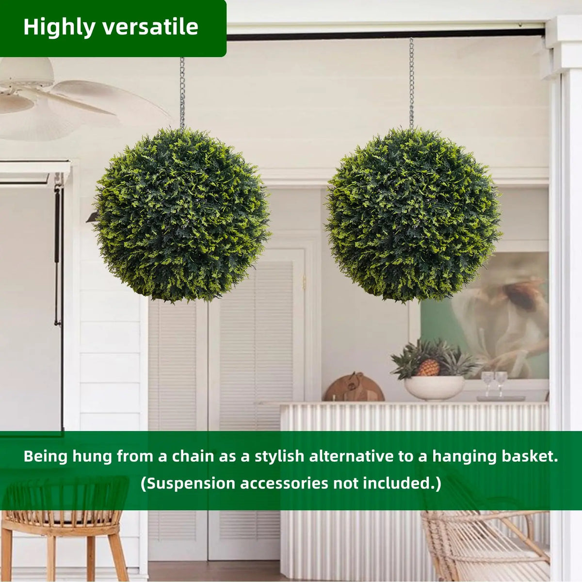 New Topiary Balls Artificial Outdoor Set of 2, Artificial Topiary Cedar Balls for Home Wedding Decor Green 44/48/54/55/59/63 CM