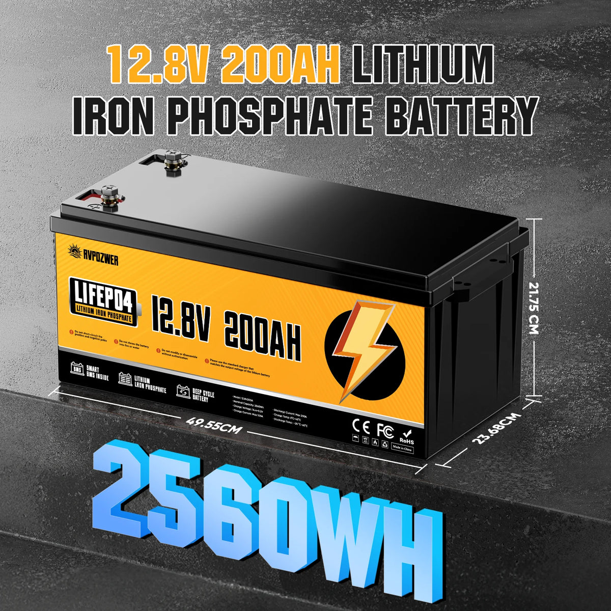 RVPOZWER LiFePO4 Battery With Smart BMS for Solar Energy Storage