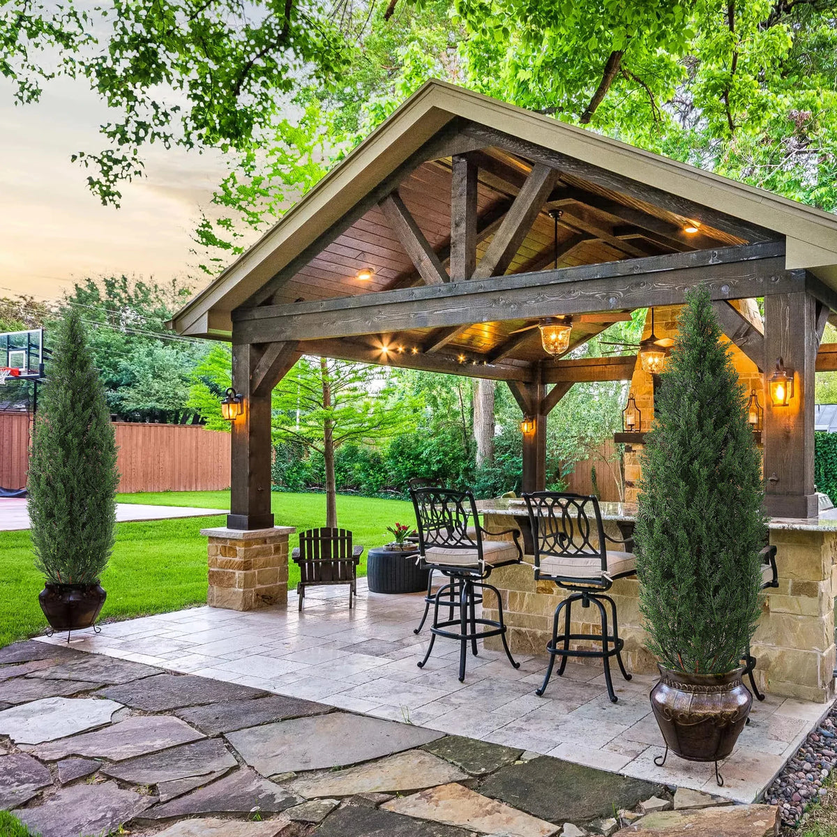 HiMISS Artificial Cedar Topiary Tree For Indoor Outdoor Decor