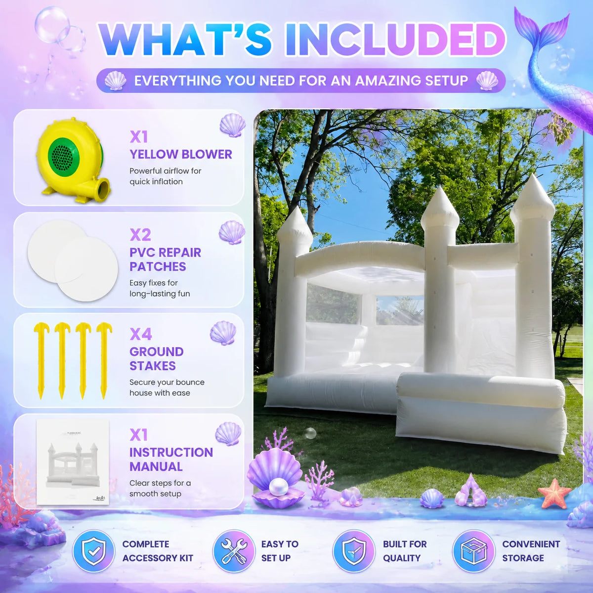 VANCEN Inflatable Bounce House With Slide For Outdoor Play