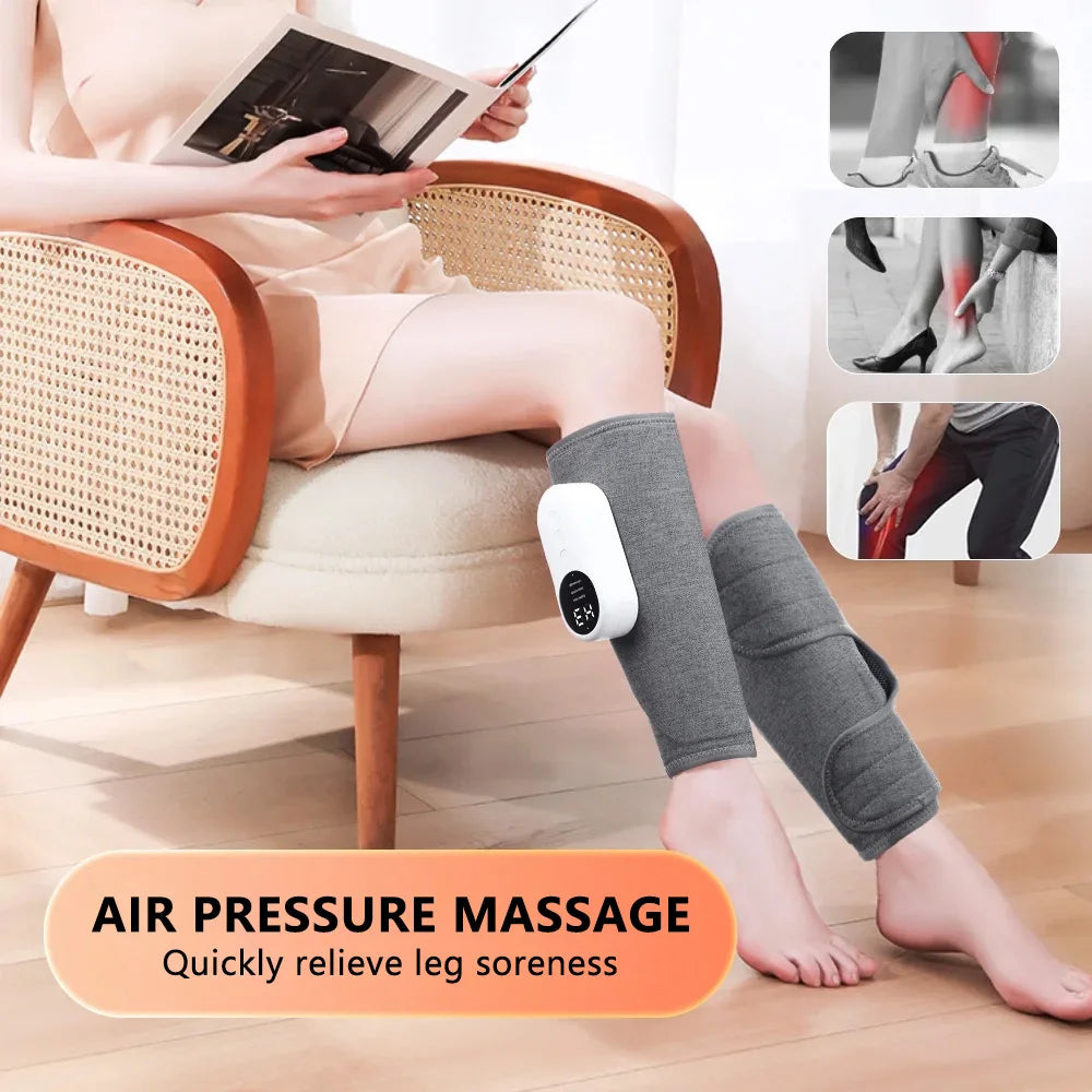 Smart Heating Leg Massage Machine Wireless Air Compression Heating Massage Machine for Muscle Relaxation Calf Circulation