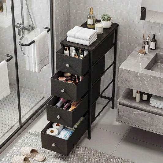 Four Drawer Bathroom Storage Organizer Cabinet For Laundry Rooms