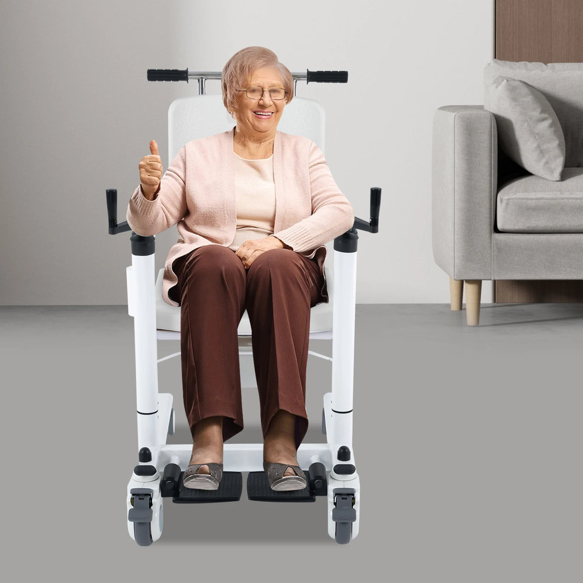 Multifunctional Patient Lift Transfer Chair With Shower Commode