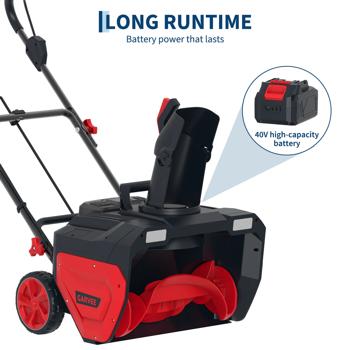 Cordless Electric Snow Blower With Battery Power And LED Lights