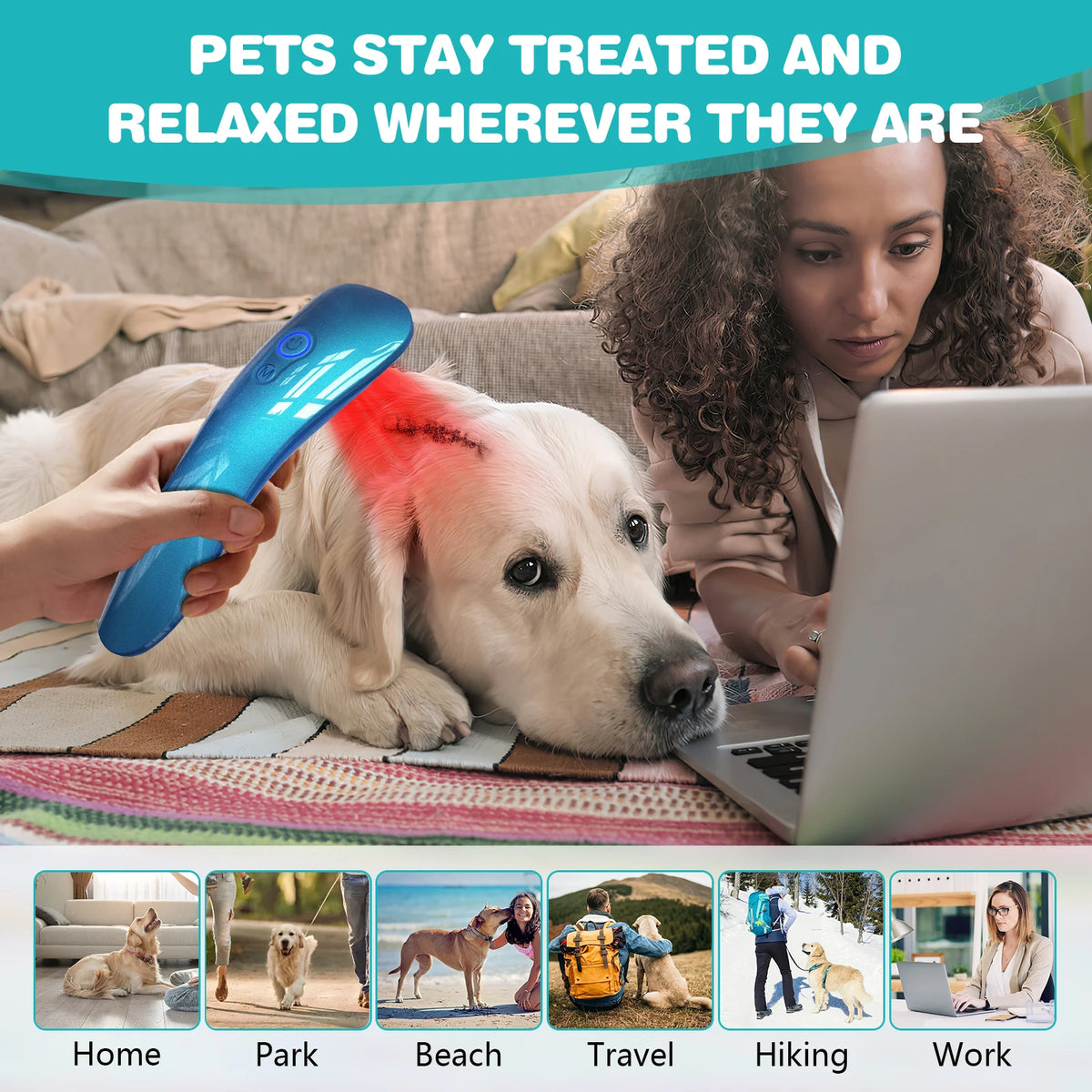 Pet Red Light Therapy Device for Dogs Cats Cold Laser Pain Relief Machine 18 Diodes 620nm Wavelength Veterinary Infrared Joint Muscle Rehabilitation Wand Portable Healing Massager Home Pet Care Supplies