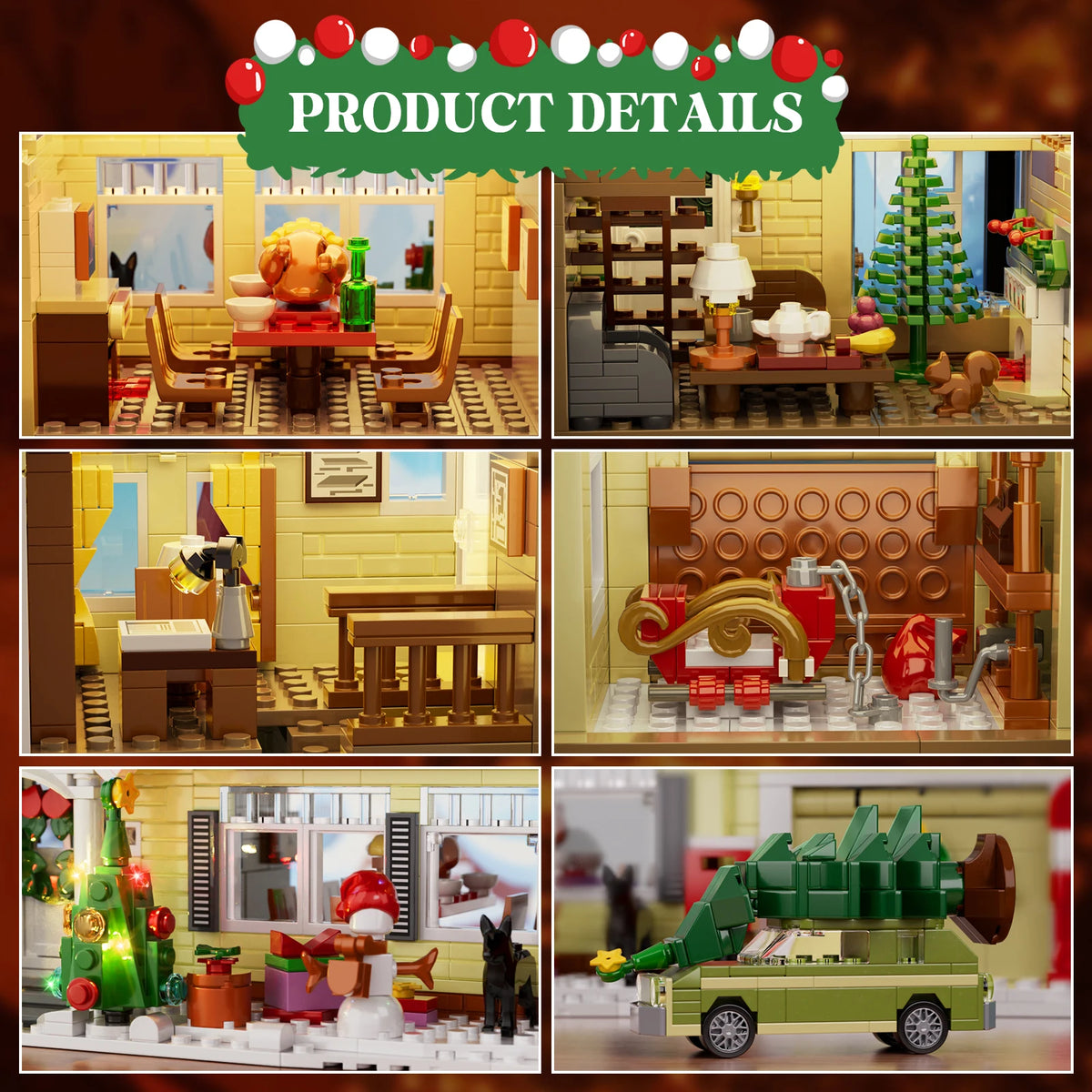 Christmas Snow Village Building Blocks House Model Ornament