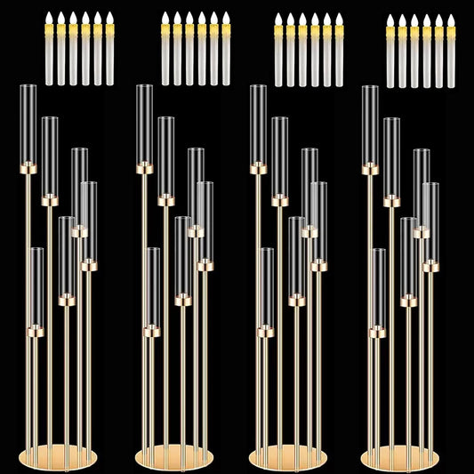 Metal Floor Candlestick Holders With LED Candles For Event Decor