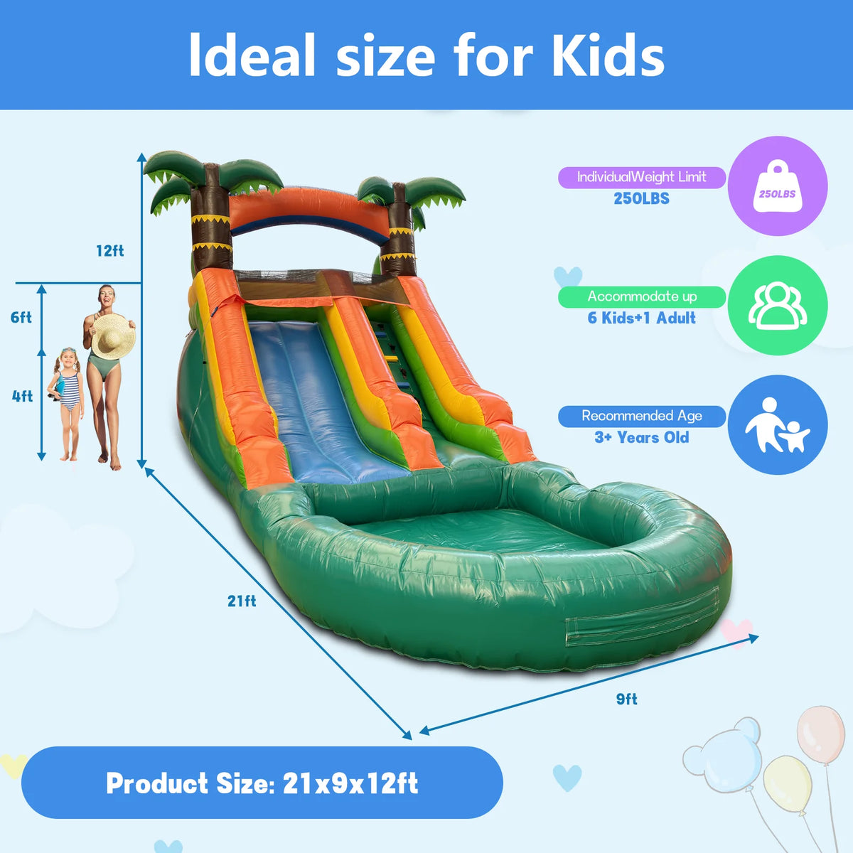 VANCEN Portable Jungle Inflatable Water Slide And Play Center
