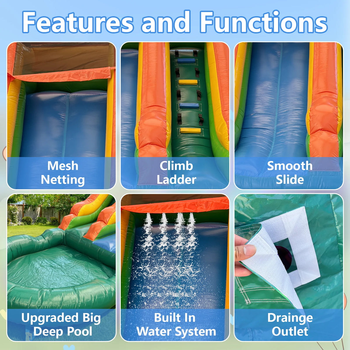 VANCEN Portable Jungle Inflatable Water Slide And Play Center