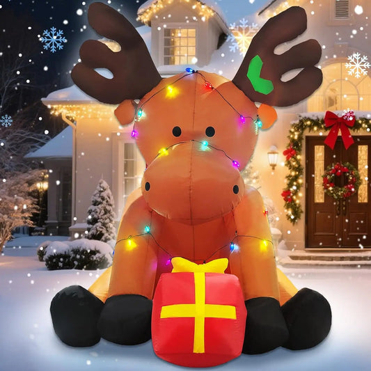 Outdoor Inflatable Reindeer Christmas Decoration With LED Holiday Lights
