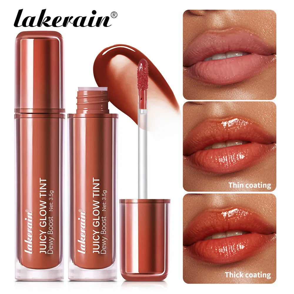 uice Mirror Lip Gloss-Juicy Glow Tint Quick-Drying Long-Wearing Lightweight Non-Sticky Lipstick Moisturized Smooth Luminous Lip