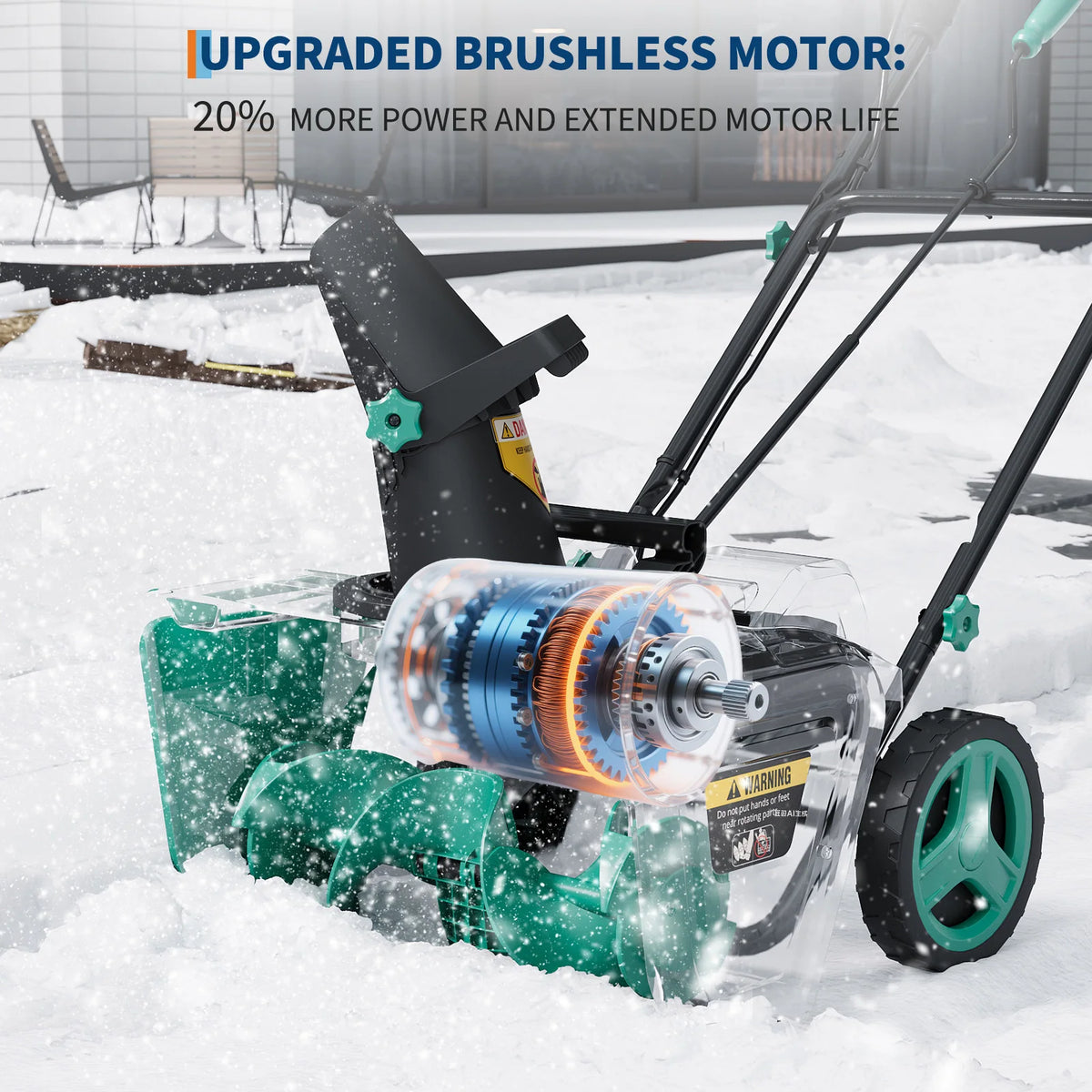 2200W Corded Snow Blower With Adjustable Chute And Safety Lock