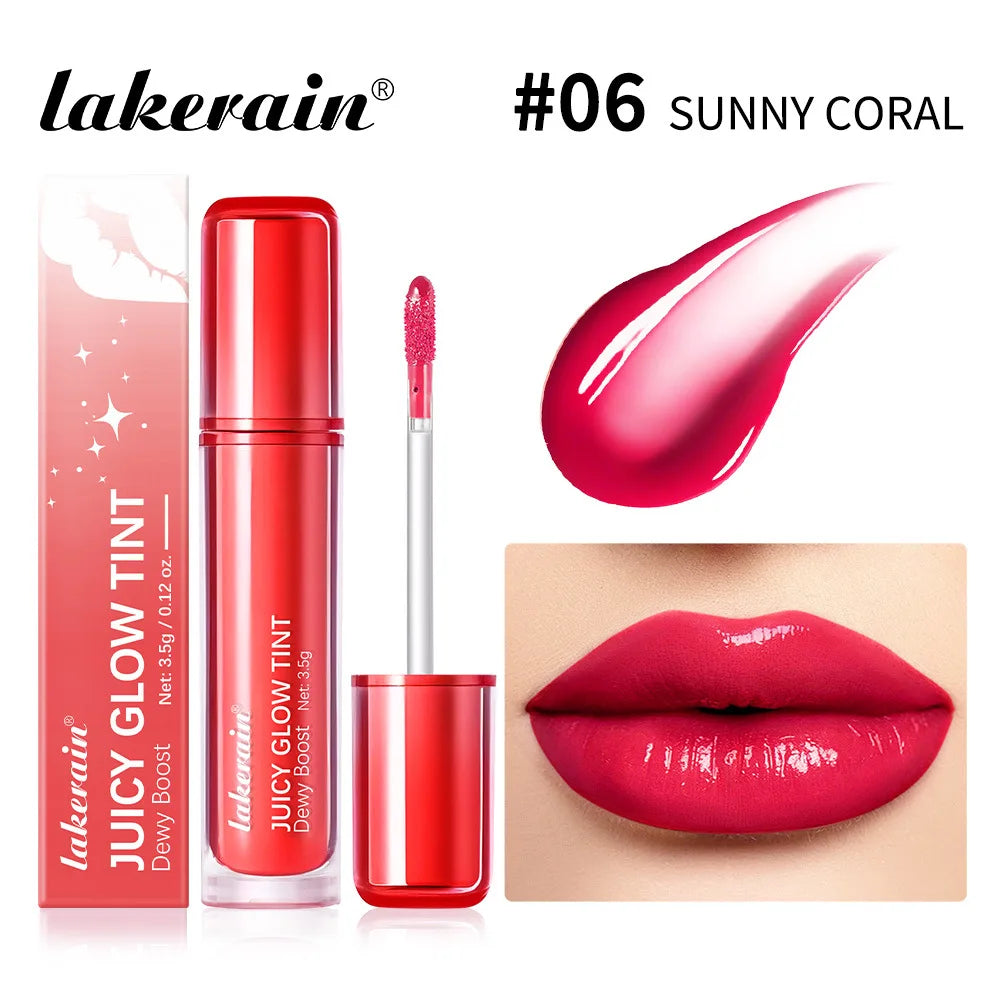 uice Mirror Lip Gloss-Juicy Glow Tint Quick-Drying Long-Wearing Lightweight Non-Sticky Lipstick Moisturized Smooth Luminous Lip