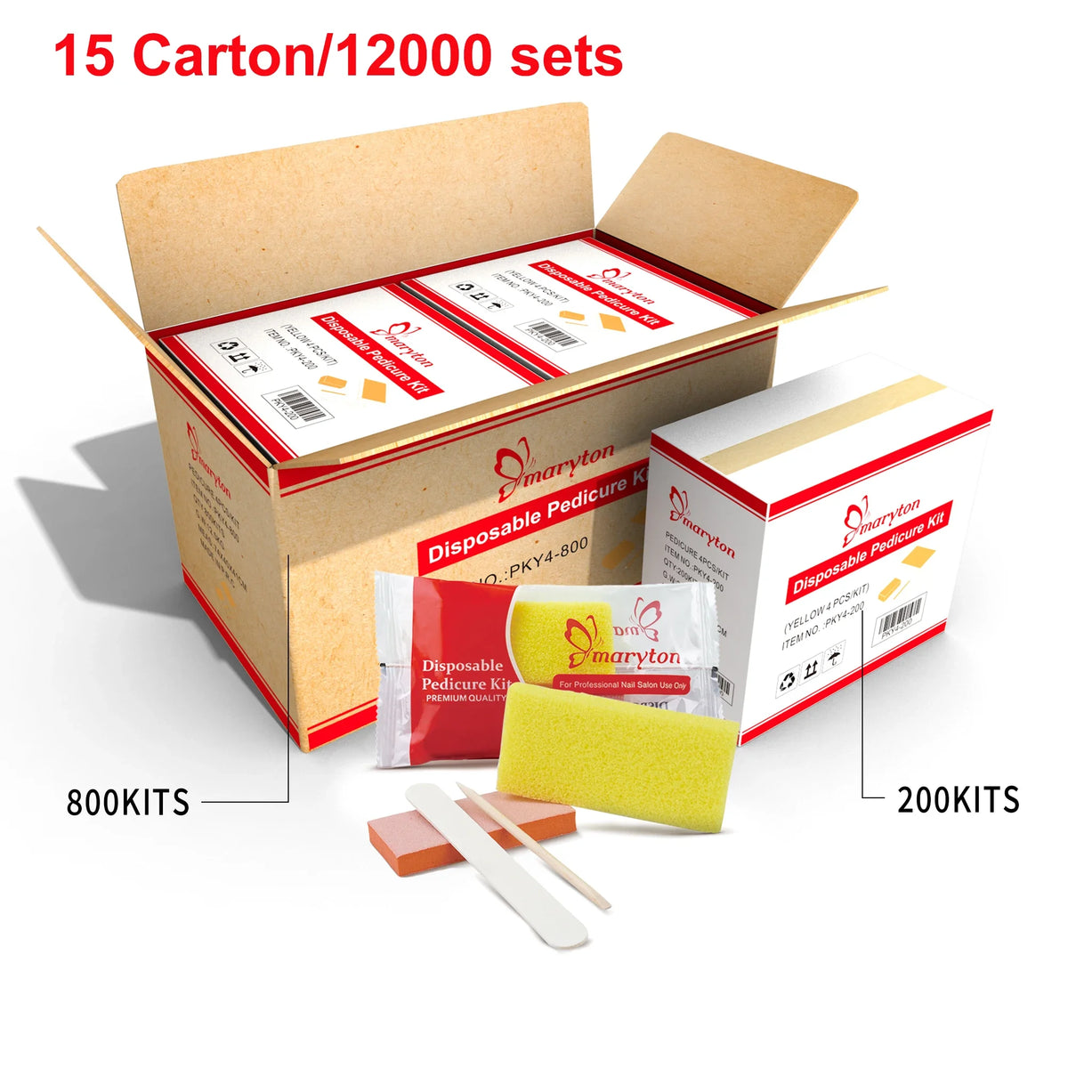 Maryton Disposable Pedicure Kits With Nail Files And Buffers