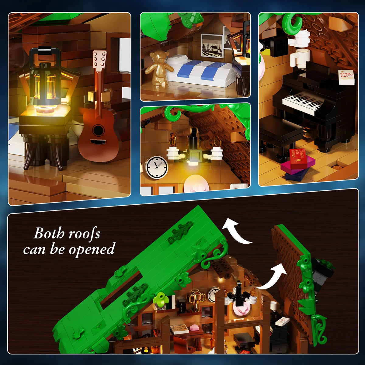 Folk Cabin Forest House Building Blocks Set Home Decor Desktop Ornament Display Model Creative Room Decoration Gifts Teens Adult