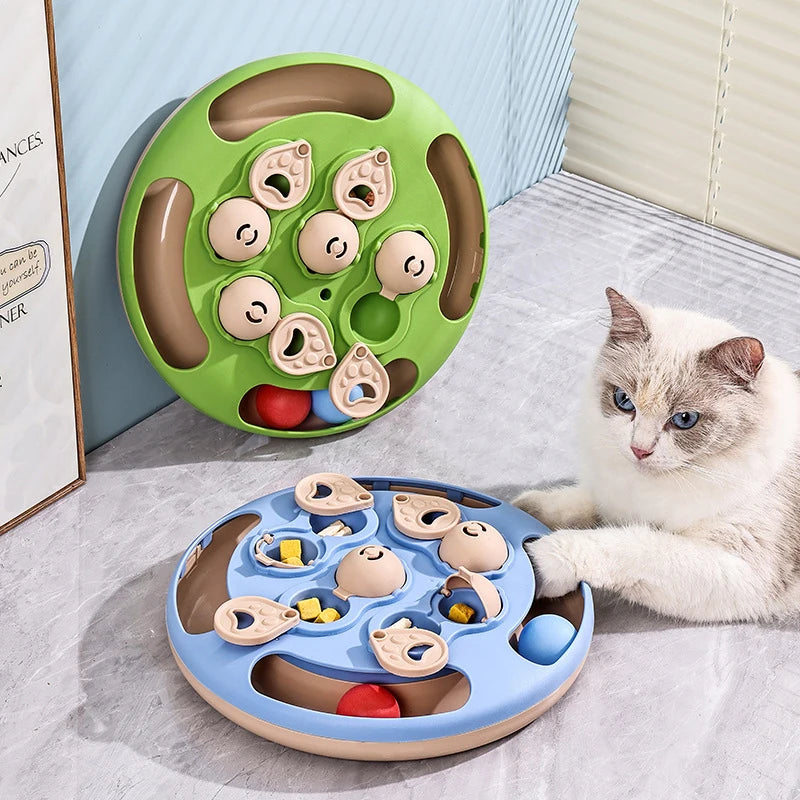 Dog Puzzle Toy Treat Dispenser, Non-Slip Slow Feeder Bowl Food Safe Plastic BPA Free, Interactive Enrichment Toy Mental Stimulation Boredom Relief for Dogs Cats Puppy Kitten