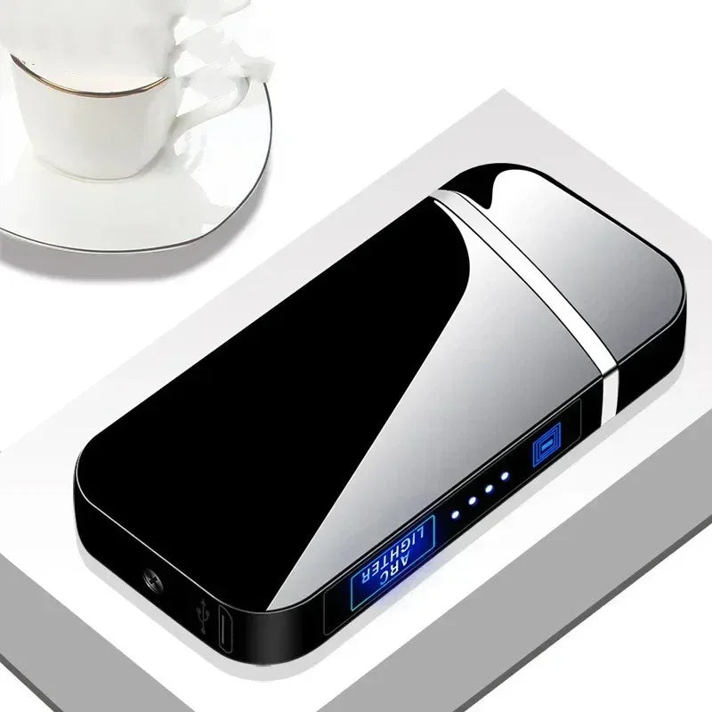 Smart Chip Electric Dual Arc USB Lighter Outdoor Windproof Pulse Plasma Flameless Digital Power Display Lighter Men's Gift