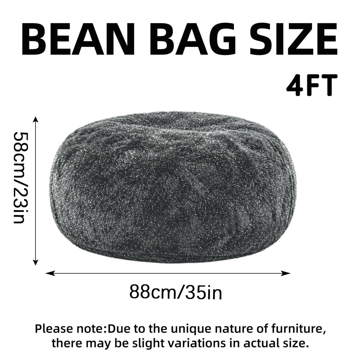 Fluffy Faux Fur Bean Bag Chair With Rebound Memory Foam