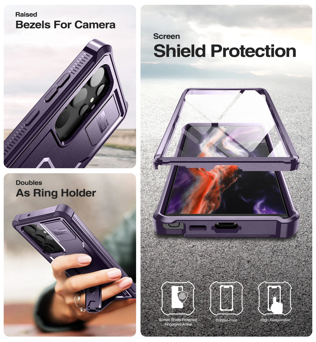 Dexnor for Samsung Galaxy S23 Ultra Case Full Body Heavy Duty Military Grade Protection Built-in Screen Protector and Kickstand