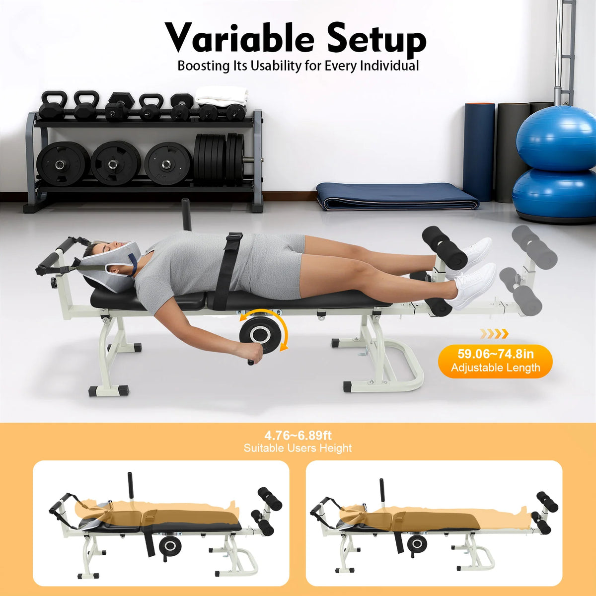 Adjustable Cervical Lumbar Traction Bed Neck Stretching Device