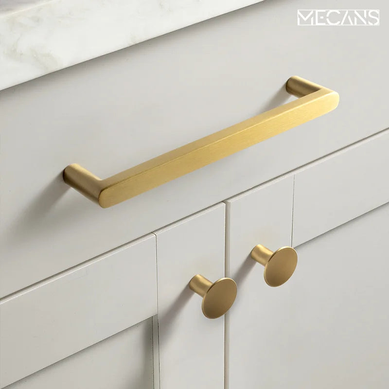 Solid Brass Cabinet Handle Drawer Wardrobe Pulls Cupboard Handles Dresser Knob Brass Furniture Long Handle Cocina Accesorio