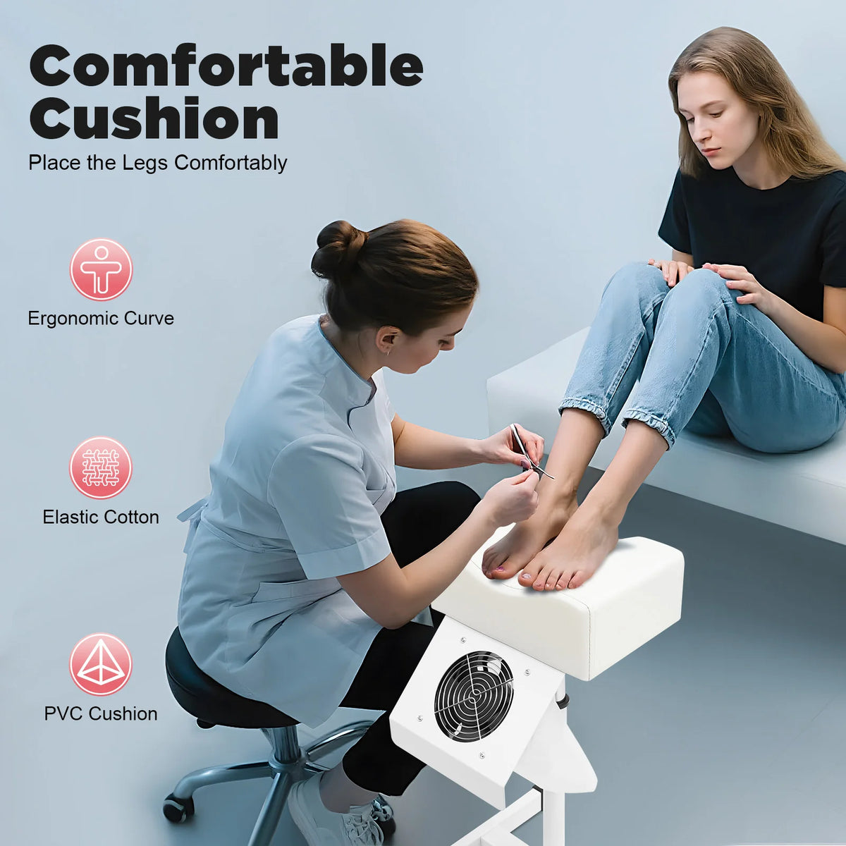 Professional Pedicure Stool w/Dust Cleaning Fan Nail Bench Manicure Chair Beauty Salon Spa Stool Footrest W/Cleaning Fan Bag