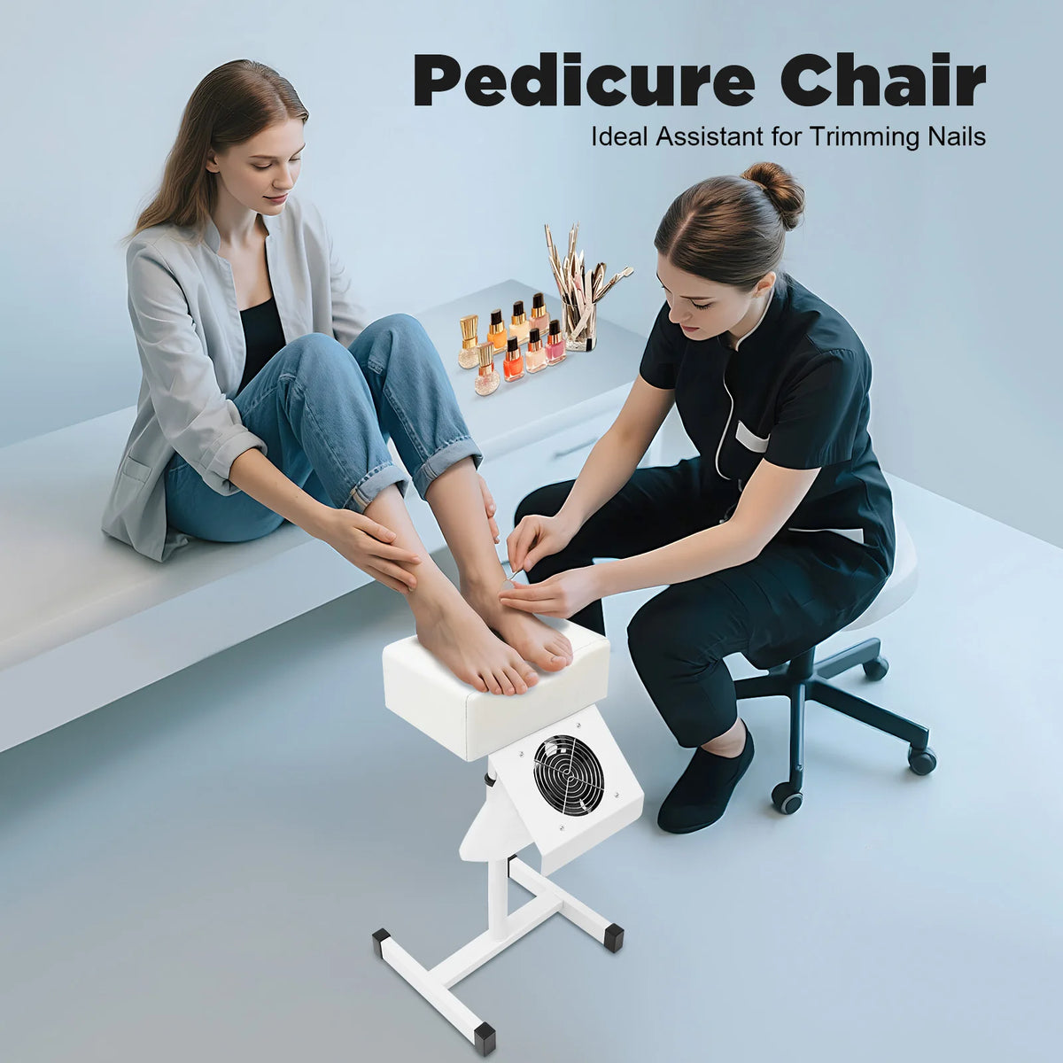Professional Pedicure Stool w/Dust Cleaning Fan Nail Bench Manicure Chair Beauty Salon Spa Stool Footrest W/Cleaning Fan Bag