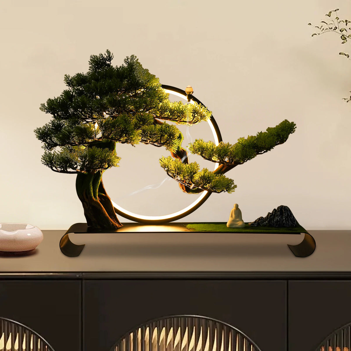 Zen LED Artificial Bonsai Table Lamp With USB Warm Lighting