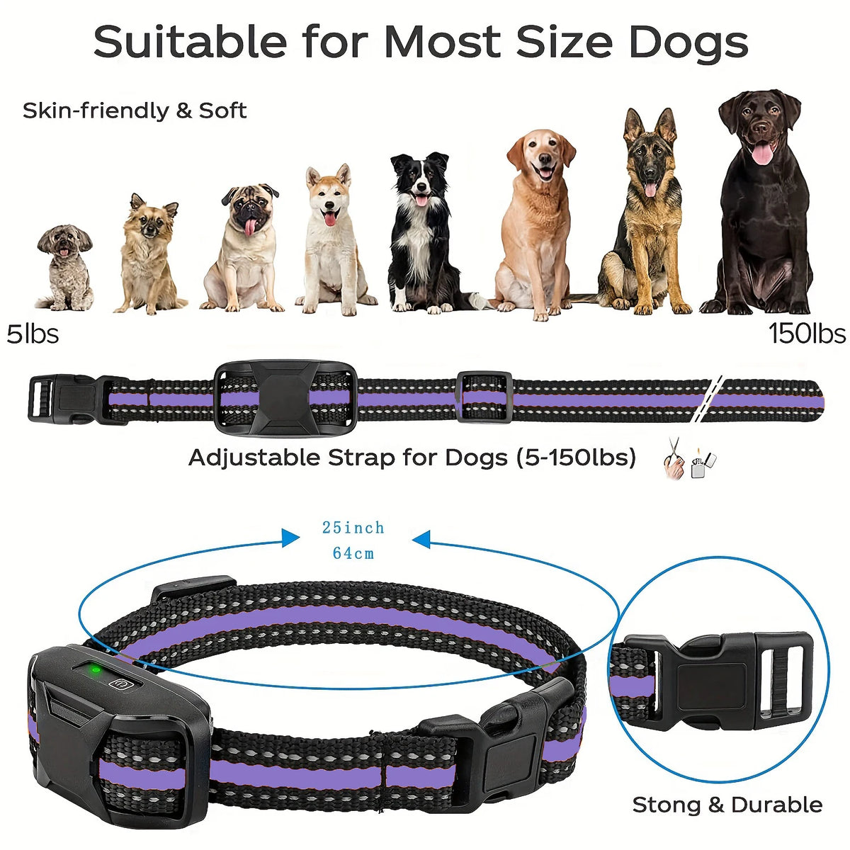 3300Ft Electric Dog Training Collar Remote Control Waterproof Pet BehaviorFor 5-120lbs Puppy With Vibration Shock Beep