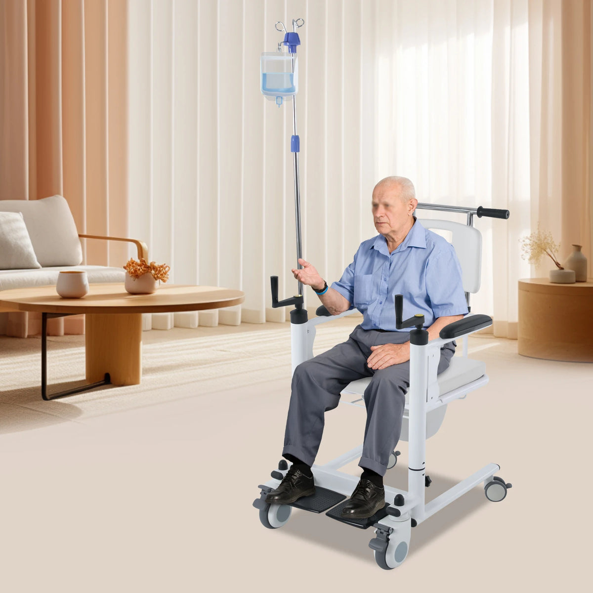 Multifunctional Patient Lift Transfer Chair With Shower Commode