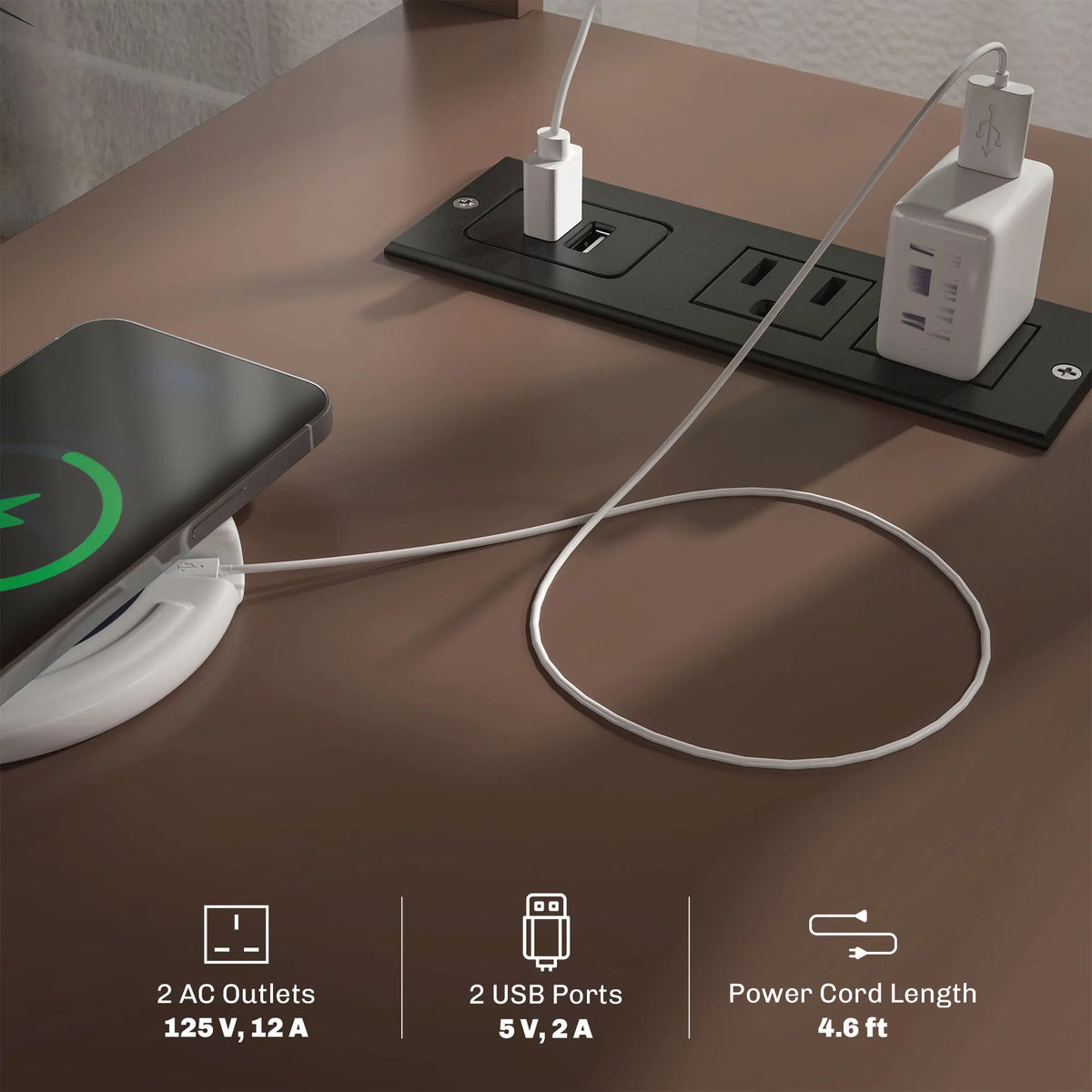 HOMCOM End Table With Charging Station USB Ports And Storage