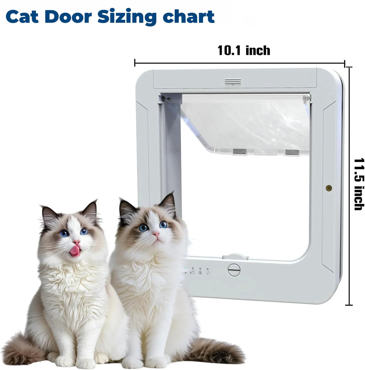 RFID Smart Cat Door Collar Activated Automatic Microchip Pet Flap 4 Way Controllable Direction Anti-Pinch Safe Electronic Sensing Pet Door Easy Install for Wood Glass Sliding Door Home Use