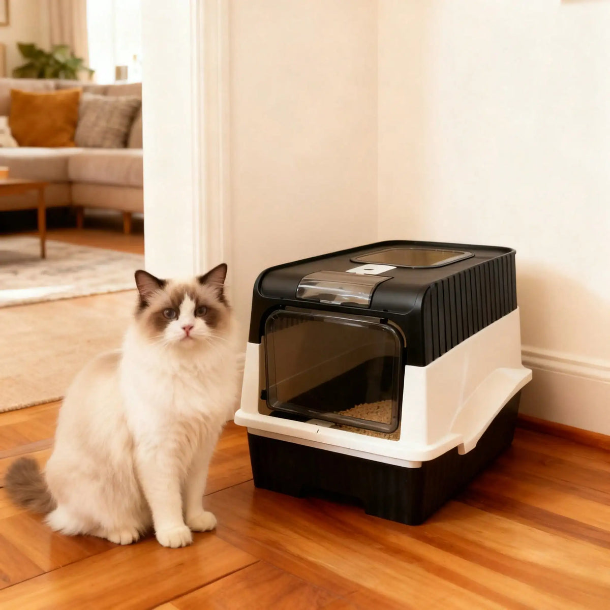 Fully Enclosed Cat Litter Box with Top Entry & Drawer, Extra Large Odor-Proof Splash-Proof Litter Pan, High Capacity Anti-Leak Cat Toilet for Multiple Cats