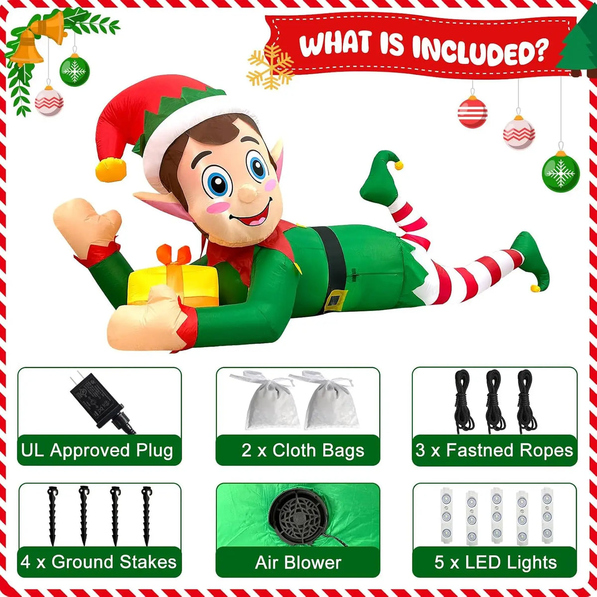 SHXI Christmas Elf Inflatable Yard Decoration With LED Lights