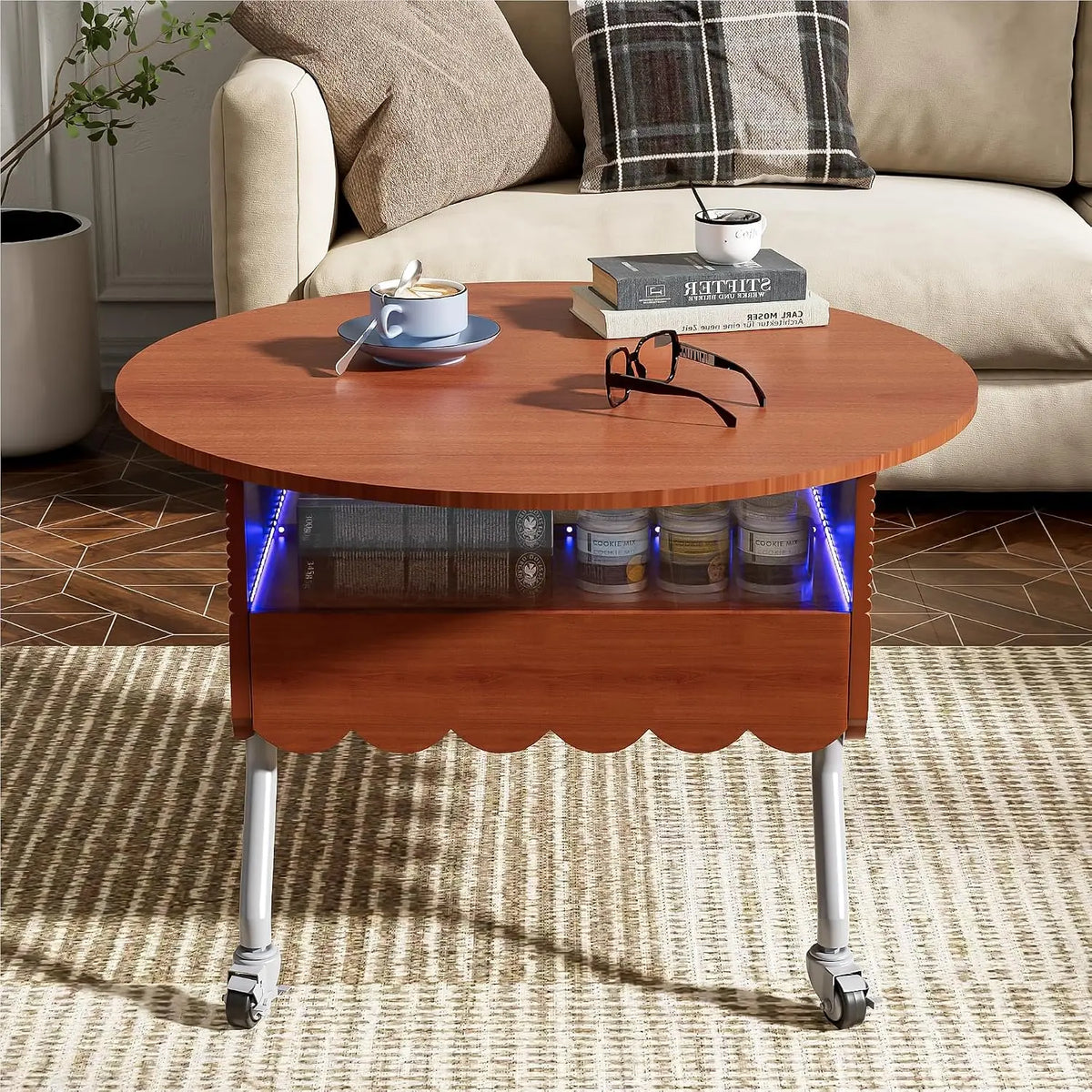 Modern Round Nesting Coffee Table with Marble Top, White & Gold Nesting Coffee Table Set of 2 Center Table with, Customized