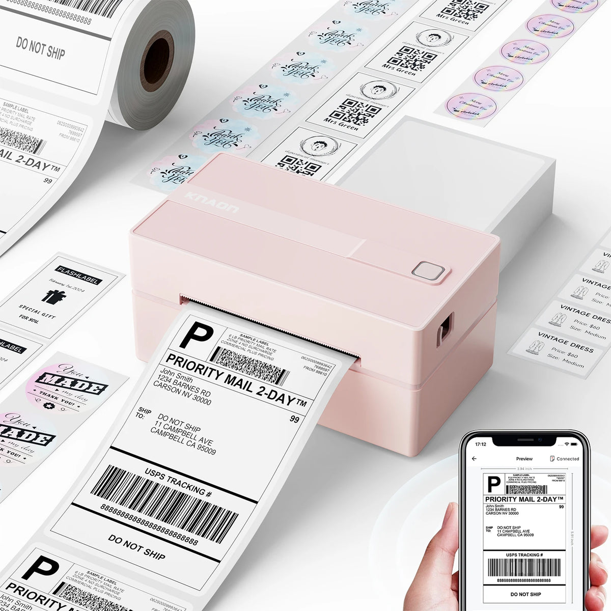 Thermal Label Printer -4x6 Shipping Label Printer for Small Business, Home Use - Compatible with Android, iPhone and Windows