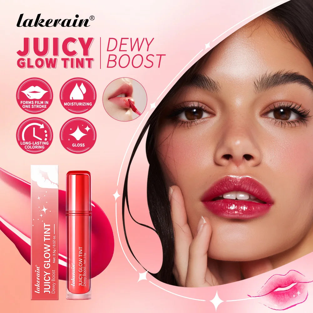 uice Mirror Lip Gloss-Juicy Glow Tint Quick-Drying Long-Wearing Lightweight Non-Sticky Lipstick Moisturized Smooth Luminous Lip