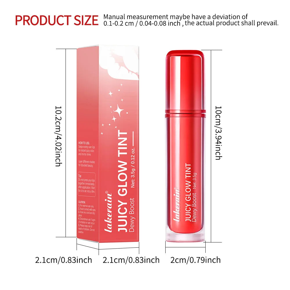 uice Mirror Lip Gloss-Juicy Glow Tint Quick-Drying Long-Wearing Lightweight Non-Sticky Lipstick Moisturized Smooth Luminous Lip