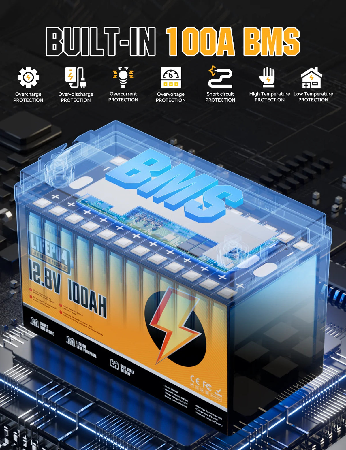 RVPOZWER LiFePO4 Lithium Battery for RV Marine and Solar Power