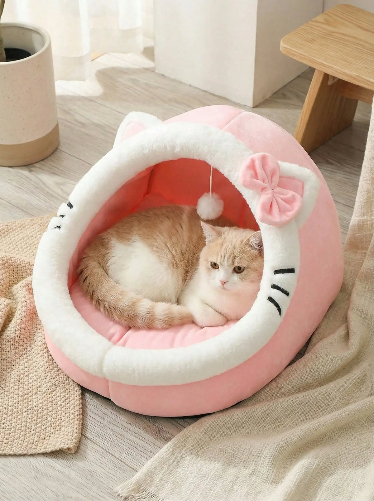 PETSIN 1 Pc Cute Cat Bed For Indoor Cats House, Washable Pet House, Warm Pet Cave Bed , Suitable For Use Of Rabbits, Puppies And Cats