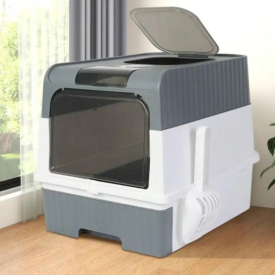 Fully Enclosed Cat Litter Box with Top Entry & Drawer, Extra Large Odor-Proof Splash-Proof Litter Pan, High Capacity Anti-Leak Cat Toilet for Multiple Cats