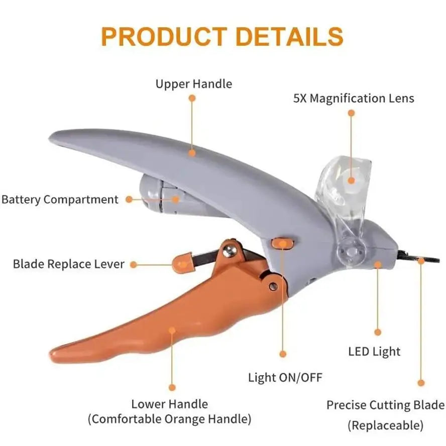 1 LED Pet Nail Clipper with Light, Cat and Dog Cleaning Scissors Provide Simple and Safe Beauty Care for Dogs and Cat Claws