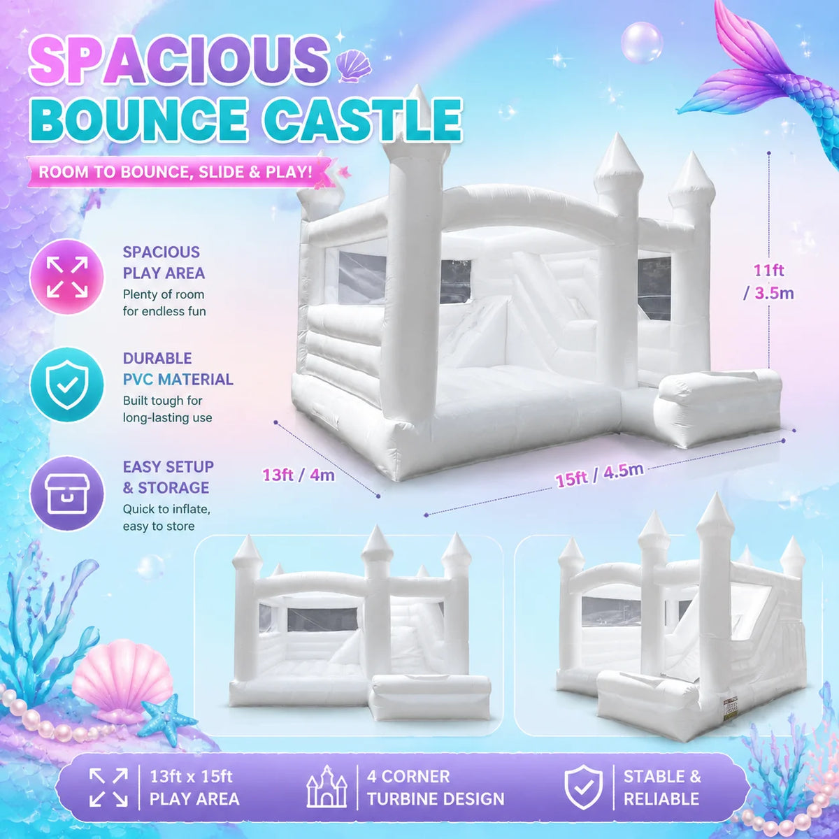 VANCEN Inflatable Bounce House With Slide For Outdoor Play