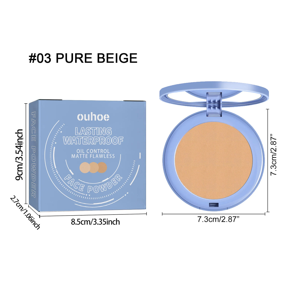 Waterproof Matte Pressed Powder Foundation for Full Coverage Oil Control