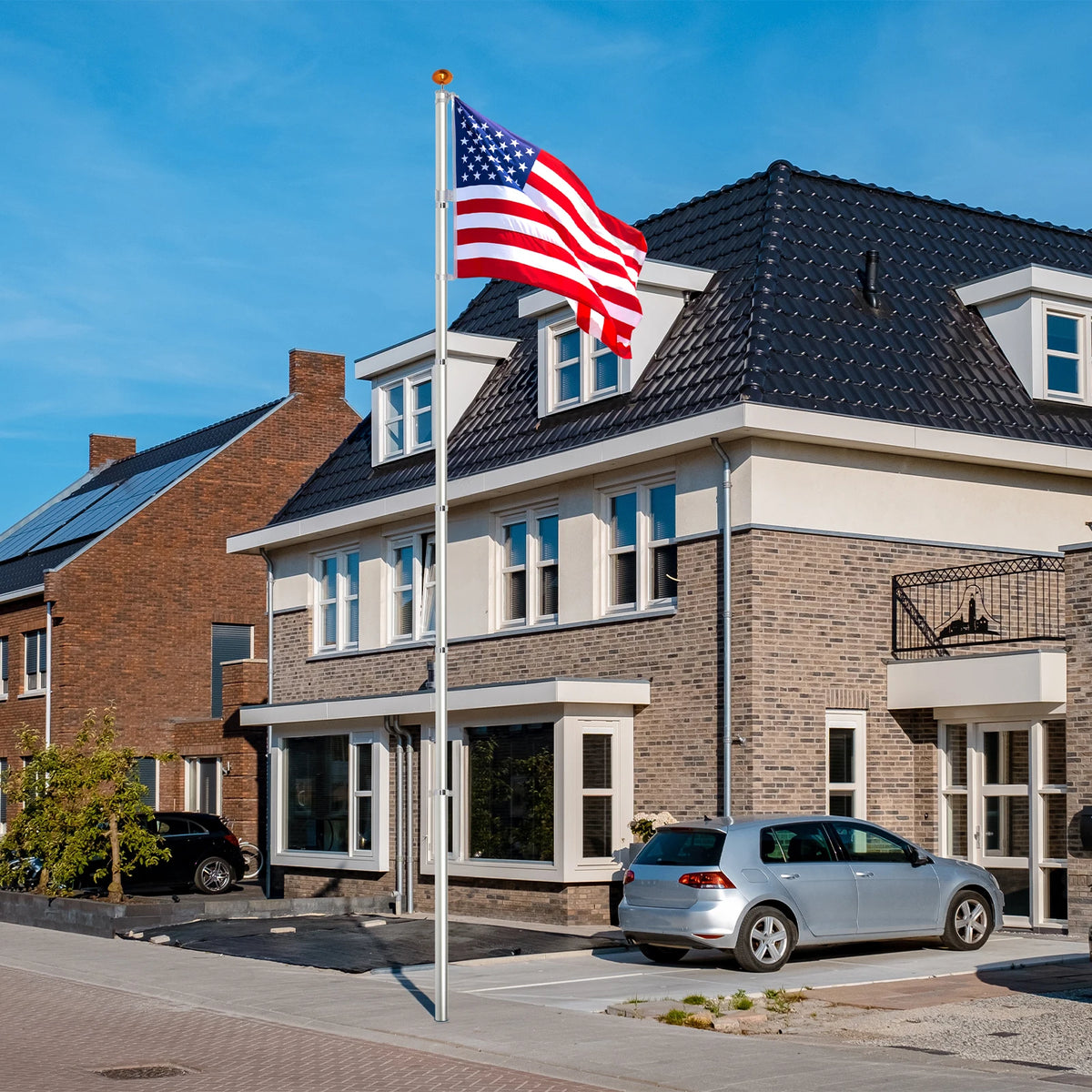 Heavy Duty Aluminum Telescopic Flag Pole Kit With American Flag