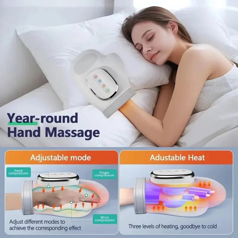 Electric Hand and Wrist Massager With Heat and Compression Relief