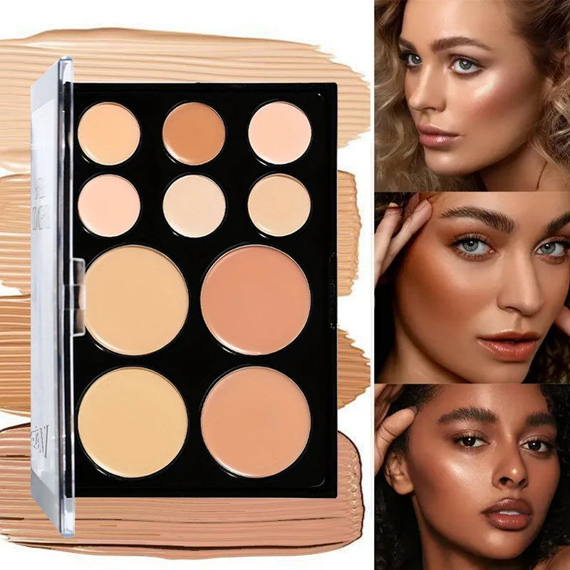VERONNI Cream Contour Concealer Palette With Brush, Highlighter And Bronzer