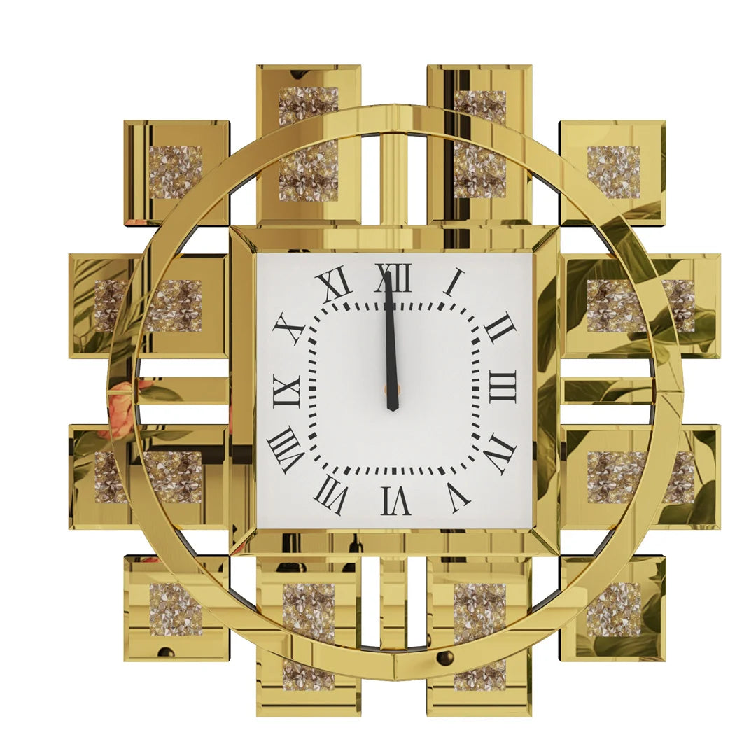 Decorative Crystal Crushed Diamond Inlay Wall Clock Battery Operated