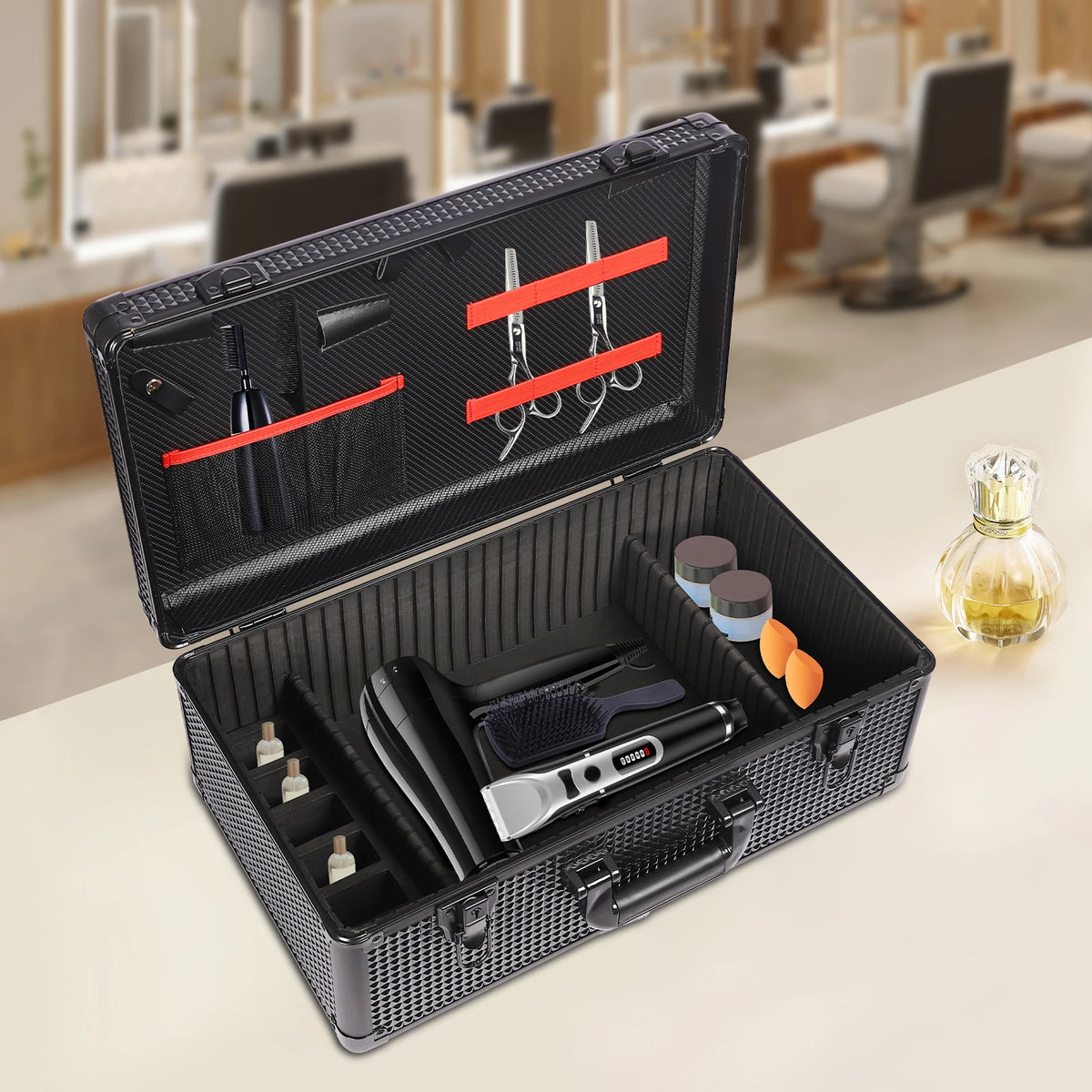 Professional Barber Case 47*19*26cm Barber Makeup Supplies Case10kg Load Capacityy Barber Tool Organizer Case for Storing Barber Supplies In Hair Salons/Beauty Salons